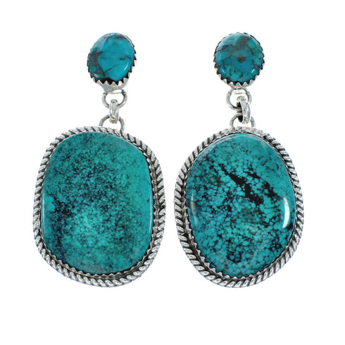 Turquoise Sterling Silver Navajo Post Dangle Earrings X10525
